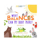 Cover of the eBook 'What Balances Can my Body Make? Animals' featuring illustrations of various animals and a smiling sun.